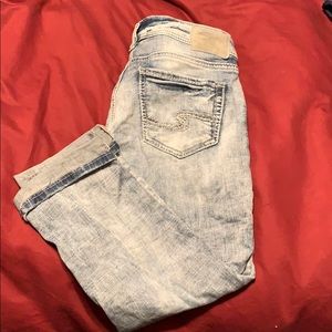 Silver jean capris